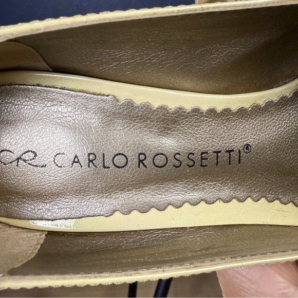 Carlo Rossetti Pastel Yellow Iridescent Peep Toe Pumps, Size 9 - Picture 9 of 11